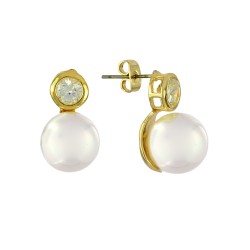 Aukso auskarai su perlais ir cirkoniu