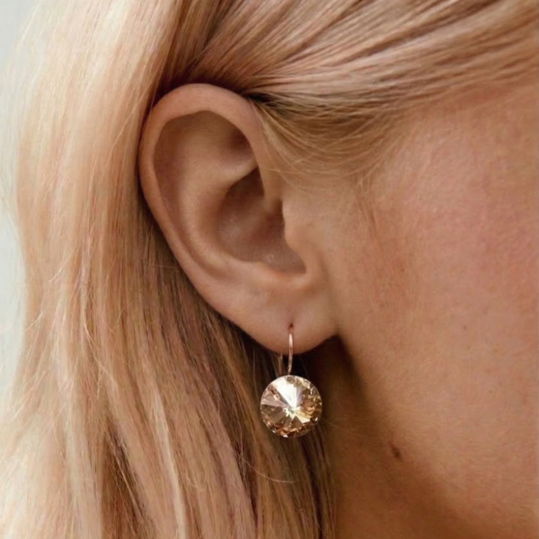 Auskarai su rudos spalvos kristalais