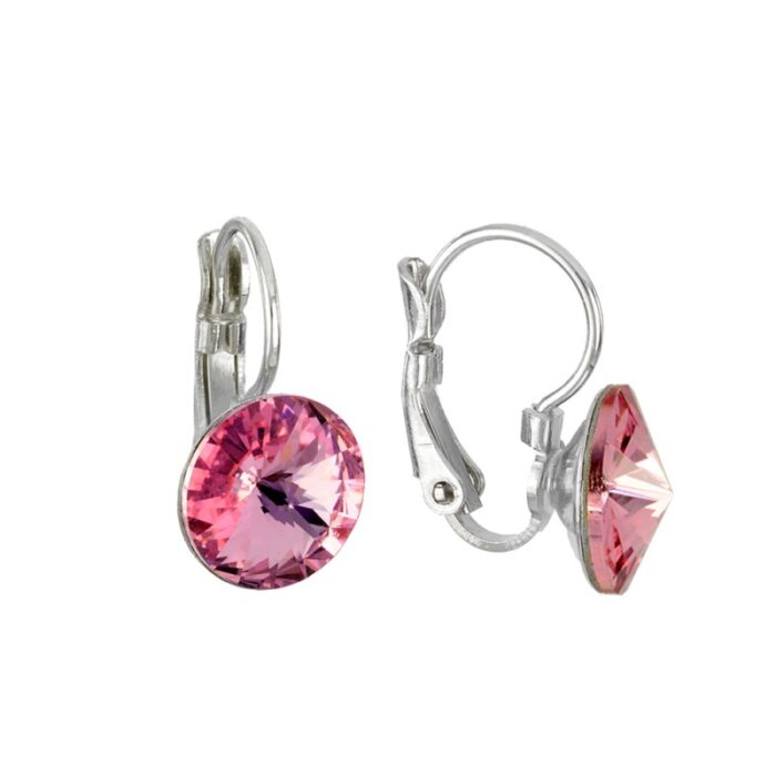 Auskarai su rožinės spalvos kristalais "MIDI"