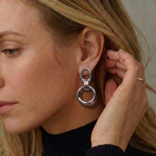 Sidabro spalvos auskarai