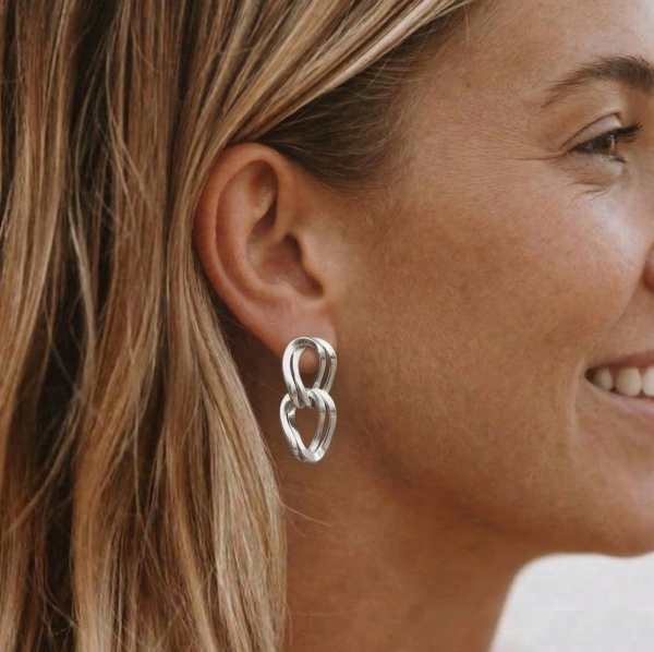 Auskarai dviguba grandinėlė