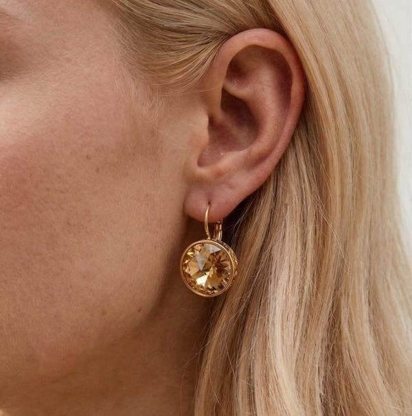 Auskarai su rusvais kristalais