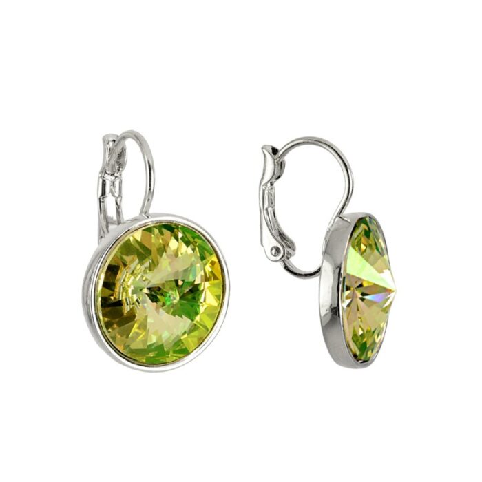 Auskarai su žalios spalvos kristalais