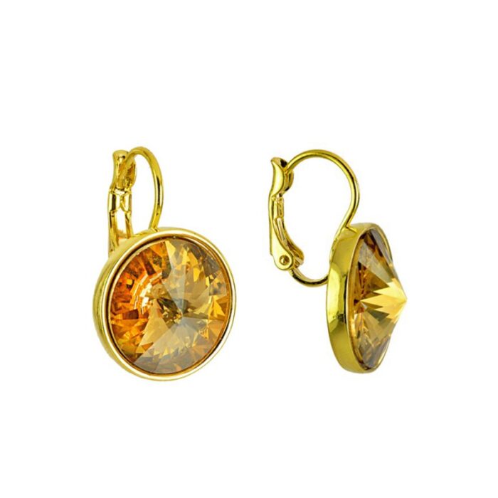 Auskarai su šviesiai rudos spalvos kristalais