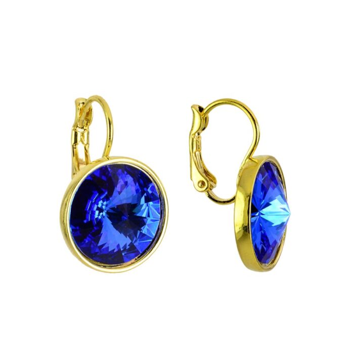 Auskarai su mėlynos spalvos kristalais