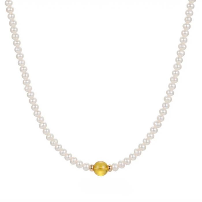 Perlų vėrinys su gintaru